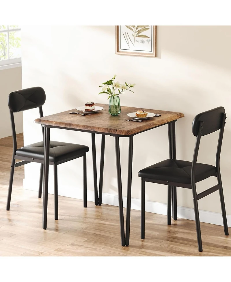 gaomon Dining Table Set for 4 Kitchen Table with Upholstered Chairs for Kitchen Room and Small Spaces (Retro Table with 2 Upholstered Chairs)