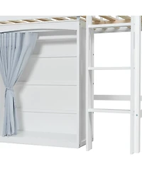 Streamdale Furniture Streamdale Loft Bed with Storage Cabinet, Wardrobe and Led