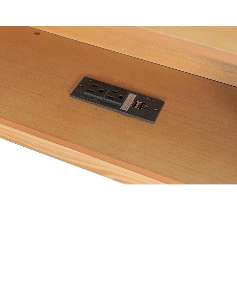 Streamdale Furniture Full Size Wood Daybed with Trundle, Storage, Charging Station