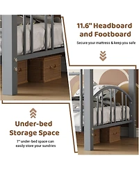 gaomon Metal Bunk Bed Twin Over Twin, Heavy Duty Bunkbeds Frame with Arched Guardrail and Safety Ladder, Sturdy Steel for Kids Boys Girls