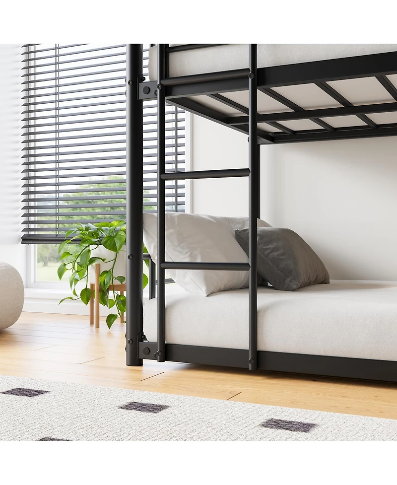 Streamdale Furniture Sturdy Metal Triple Bunk Bed with Guardrails & Ladders