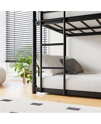 Streamdale Furniture Sturdy Metal Triple Bunk Bed with Guardrails & Ladders