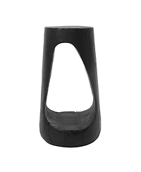 Streamdale Furniture Outdoor Side Table, Hollow Design, Patio Garden Stool, Black Concrete