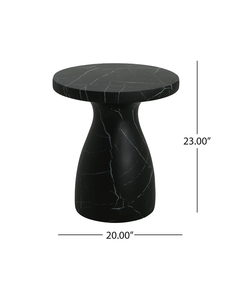 Streamdale Furniture Outdoor Travertine Side Table, Black Marble Effect