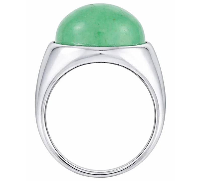 Macy's Green Jade (18 x 14mm) Ring in Sterling Silver