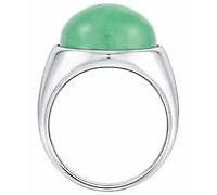 Macy's Green Jade (18 x 14mm) Ring in Sterling Silver