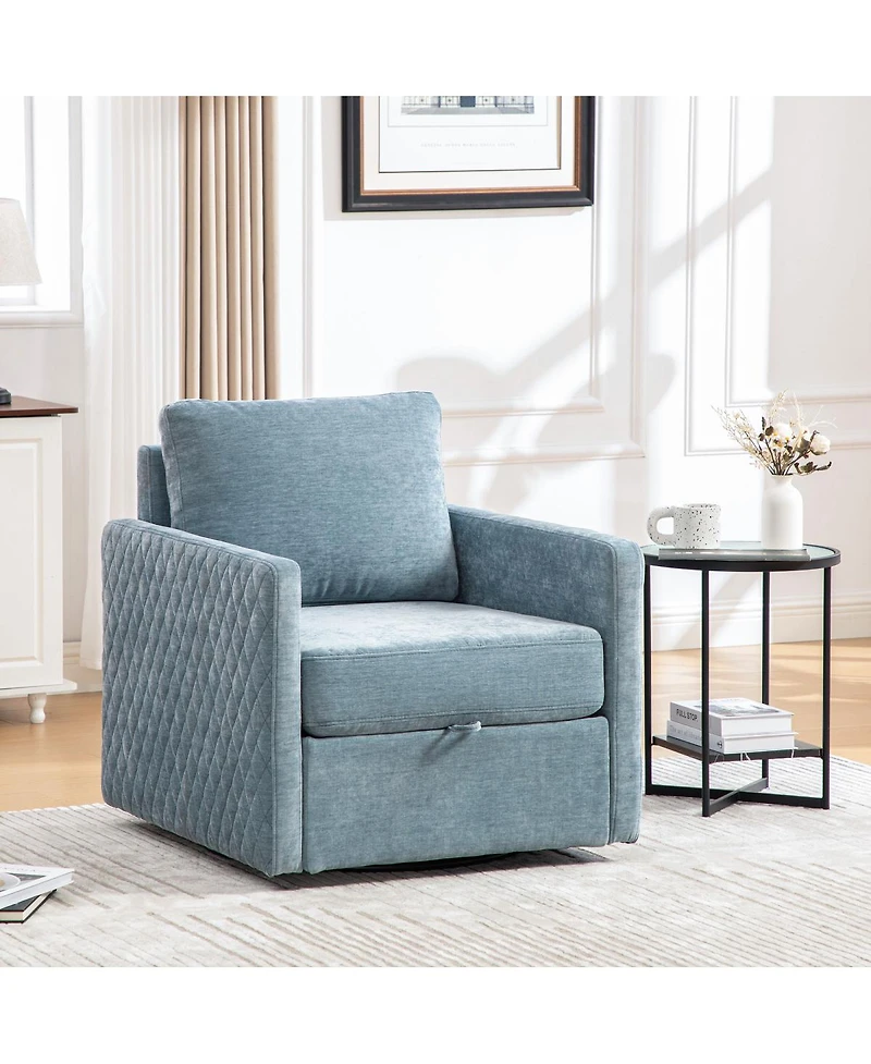 Streamdale Furniture 360° Swivel Armchair with Hidden Storage & Pillow