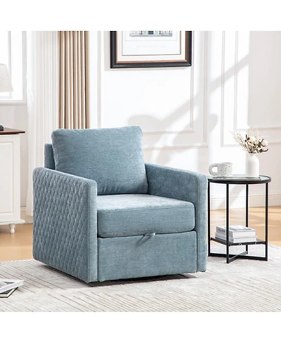 Streamdale Furniture 360° Swivel Armchair with Hidden Storage & Pillow
