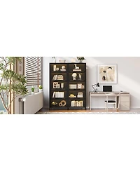 Streamdale Furniture Streamdale 76.75" Tall Iron Display Cabinet with Glass Doors & Led Lights