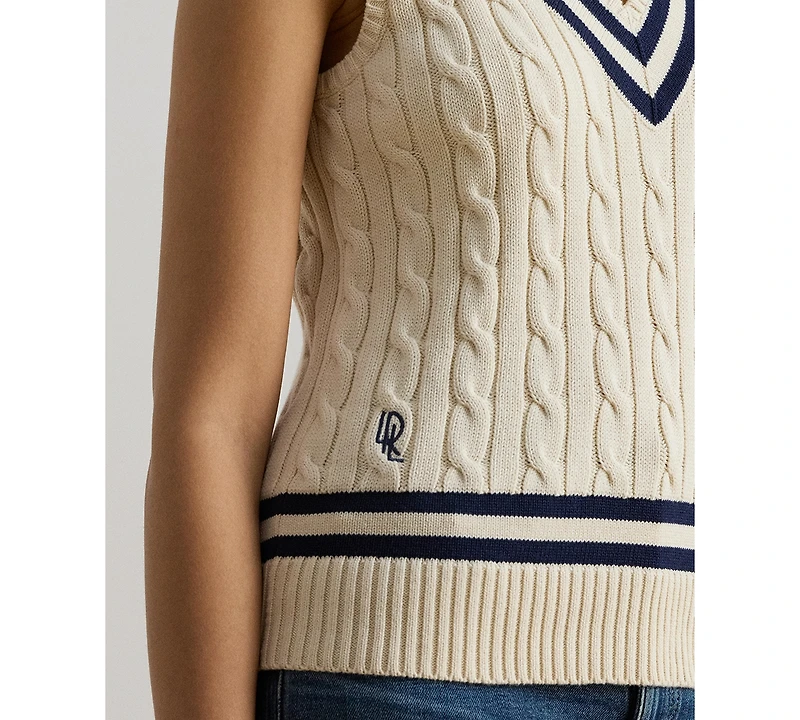 Lauren Ralph Women's Cable-Knit Cricket V-Neck Sweater Vest