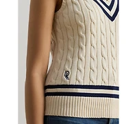 Lauren Ralph Women's Cable-Knit Cricket V-Neck Sweater Vest