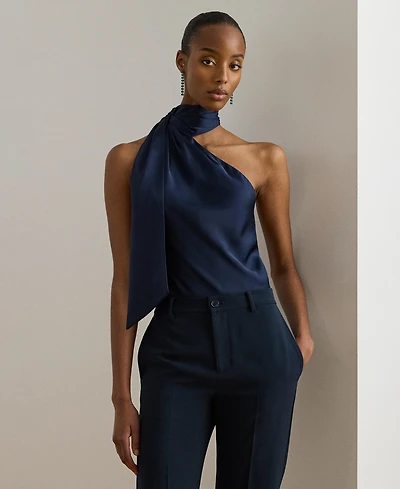 Lauren Ralph Women's Halter Neck Tie Detail Top