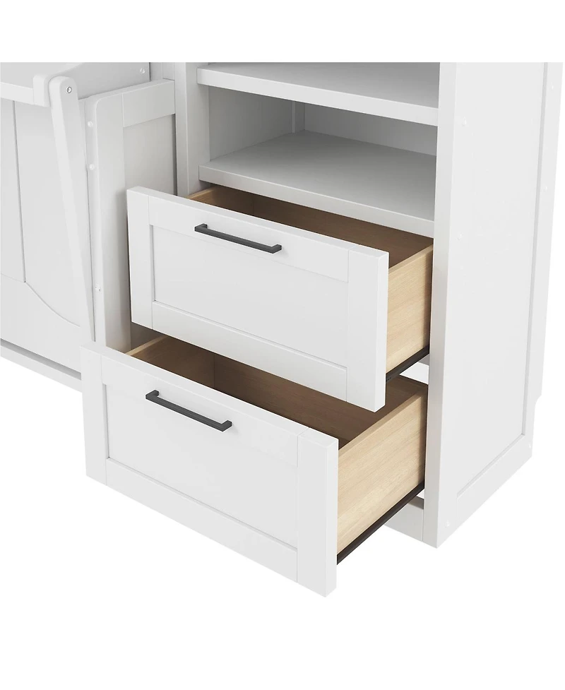 Streamdale Furniture Queen Size Murphy Bed with Closet, Drawers & Shelves