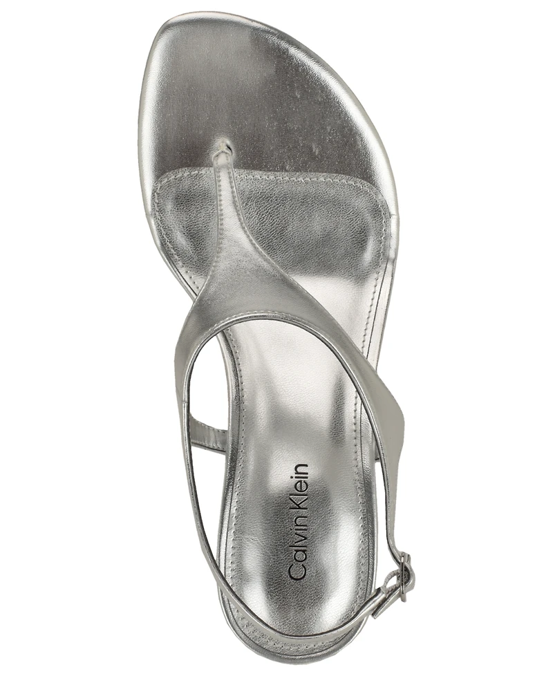 Calvin Klein Women's Portia T-Strap Flared Heel Dress Sandals