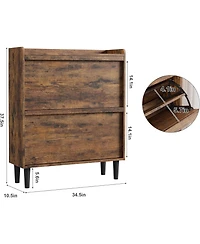 gaomon Wooden Shoe Cabinet with 2 Flip Drawers – Adjustable Shelf Shoe Organizer, Hidden Freestanding Shoe Storage for Entryway, Hallway, Livin