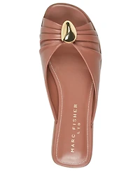 Marc Fisher Ltd Women's Dalani Ornamented Ruched Flat Slip-On Sandals