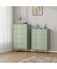 gaomon Fluted Dresser for Bedroom with 4 Drawers, 36.9" Tall Modern Chest of Drawers with Metal Handle, Wooden Closet Clothes Storage Organizer