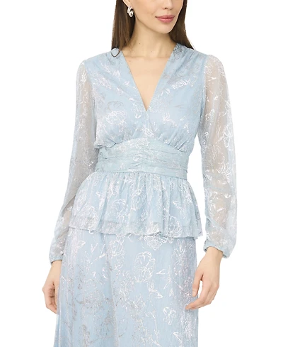 Msk Women's V-Neck Long-Sleeve Top