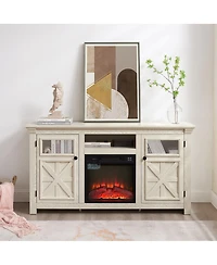 Streamdale Furniture 60.23"W Farmhouse Barn Door Tv Stand with Fireplace Insert