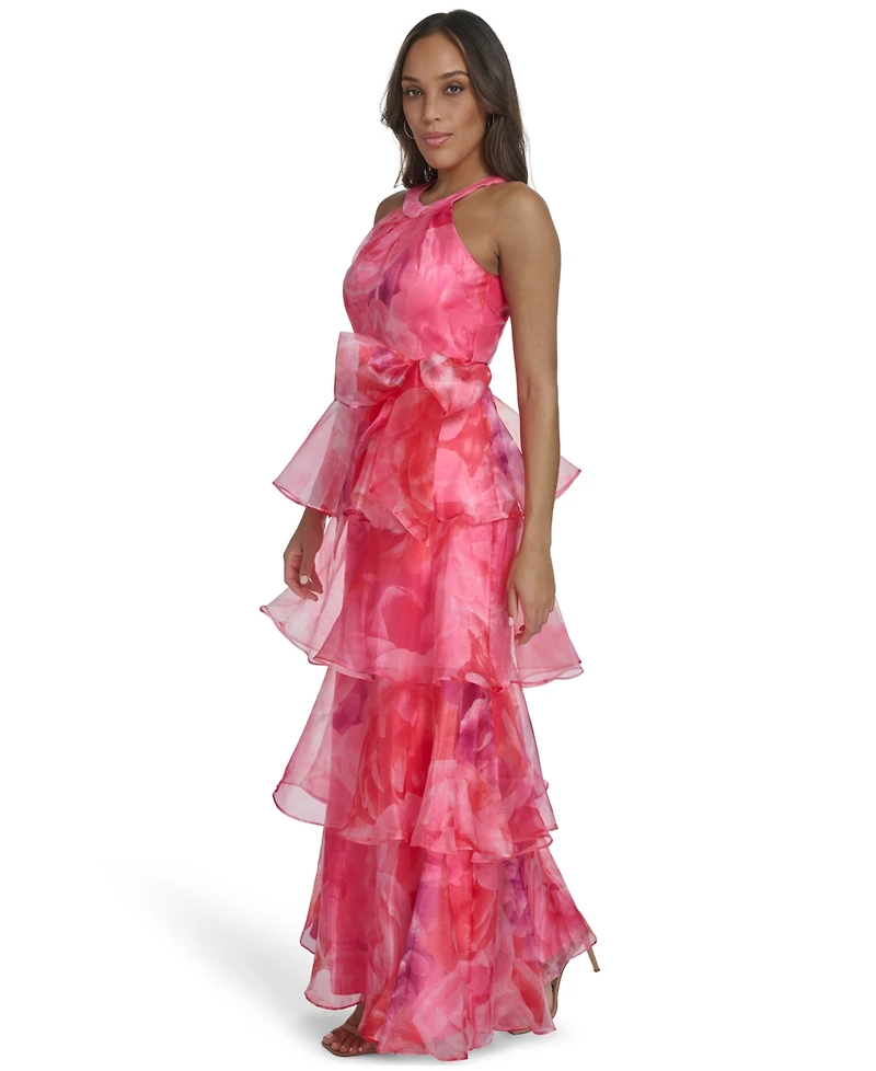 Eliza J Petite Halter Neck Floor Length Gown