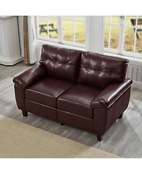 Streamdale Furniture 59" Modern Faux Leather Loveseat Sofa with Storage, Big Armrest