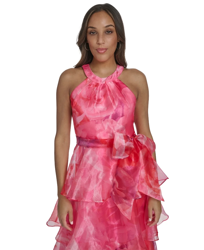 Eliza J Petite Halter Neck Floor Length Gown