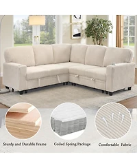 Streamdale Furniture L-Shaped Sectional Sofa Bed with Pull-Out Bed & Storage