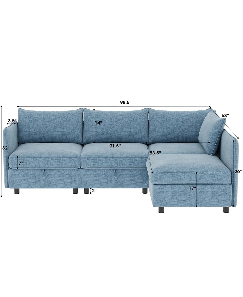 Streamdale Furniture Modular Sectional Sofa with Storage and Sleeper Functionality