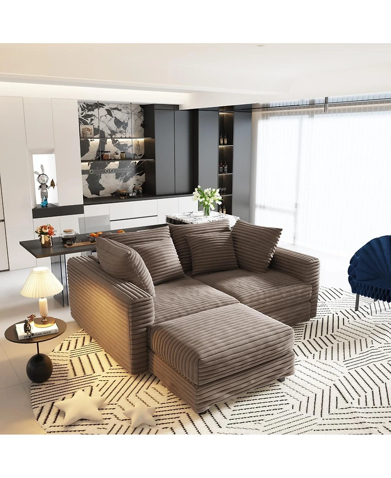 Streamdale Furniture Streamdale 102" Plush Corduroy 4-Seat Sofa