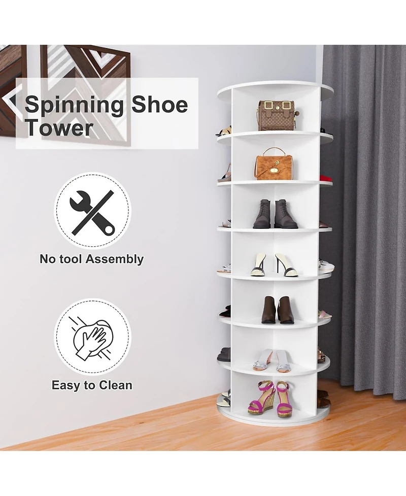 Rainsken Tier Rotating Shoe Rack Tower, Vertical Display Stand Round Carousel