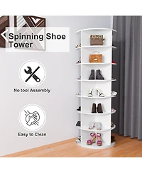 Rainsken Tier Rotating Shoe Rack Tower, Vertical Display Stand Round Carousel