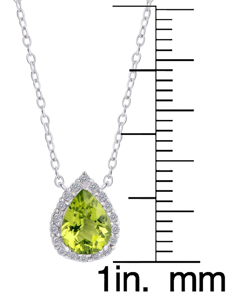 Macy's 2-Pc. Genuine Peridot (1.80 ct. t.w.) and White Topaz (0.36 ct. t.w.) Pear Pendant Necklace and Stud Earrings Set in Sterling Silver