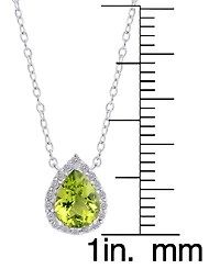 Macy's 2-Pc. Genuine Peridot (1.80 ct. t.w.) and White Topaz (0.36 ct. t.w.) Pear Pendant Necklace and Stud Earrings Set in Sterling Silver