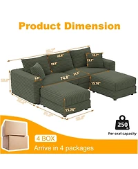 Streamdale Furniture 82.7" Plush Corduroy 3-Seat Sofa