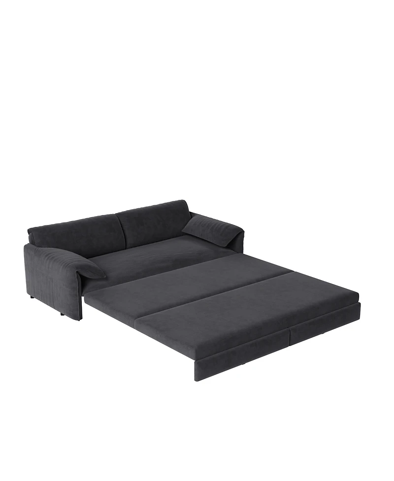 Streamdale Furniture 66" Queen Pull Out Sofa Bed with Storage, 3-in-1 Convertible Velvet Loveseat