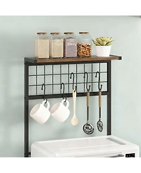 Yigii Space-Saving Slim Coffee Bar with 4 Shelves, 2 Drawers, 5 Hooks