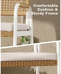 gaomon 2Pcss Patio Wicker Chairs, Outdoor Rattan Dining Chairs with Cushions & Metal Legs, Balcony Rattan Armchairs for Outdoor Lawn Balcony Backyard