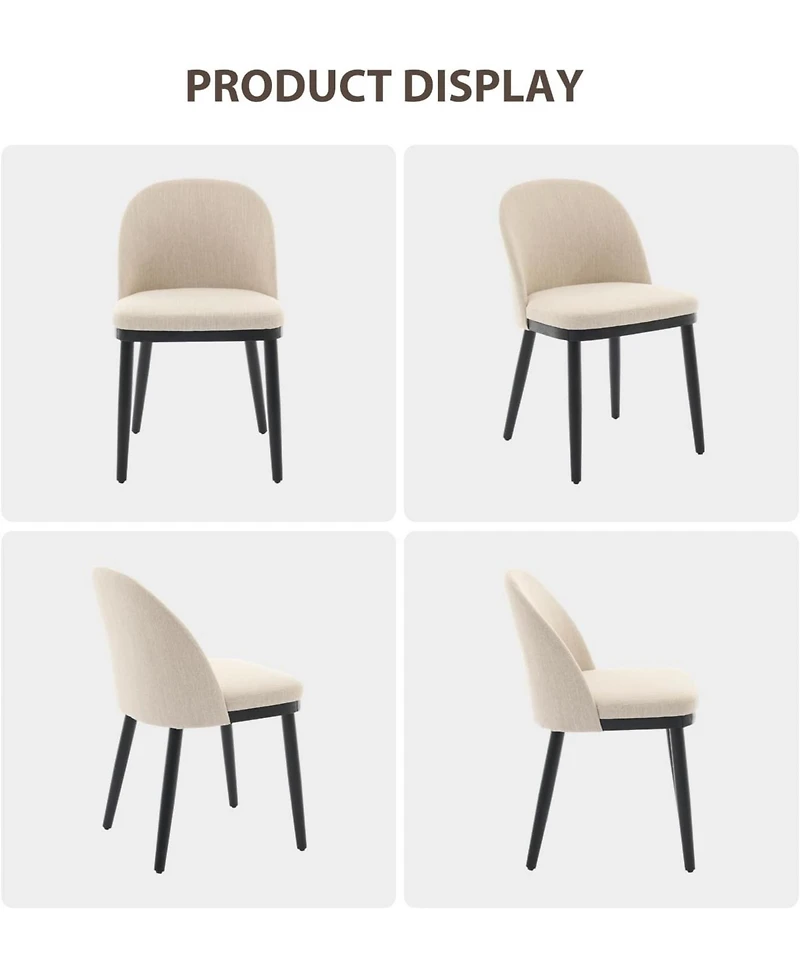 gaomon Chairs Set of 6, Modern Fabric Upholstered Kitchen Side Chairs with Curved Backrest & Wood Leg, Armless Dining Chair for Restaurant/Cafe.