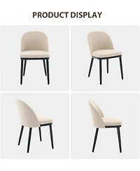 gaomon Chairs Set of 6, Modern Fabric Upholstered Kitchen Side Chairs with Curved Backrest & Wood Leg, Armless Dining Chair for Restaurant/Cafe.