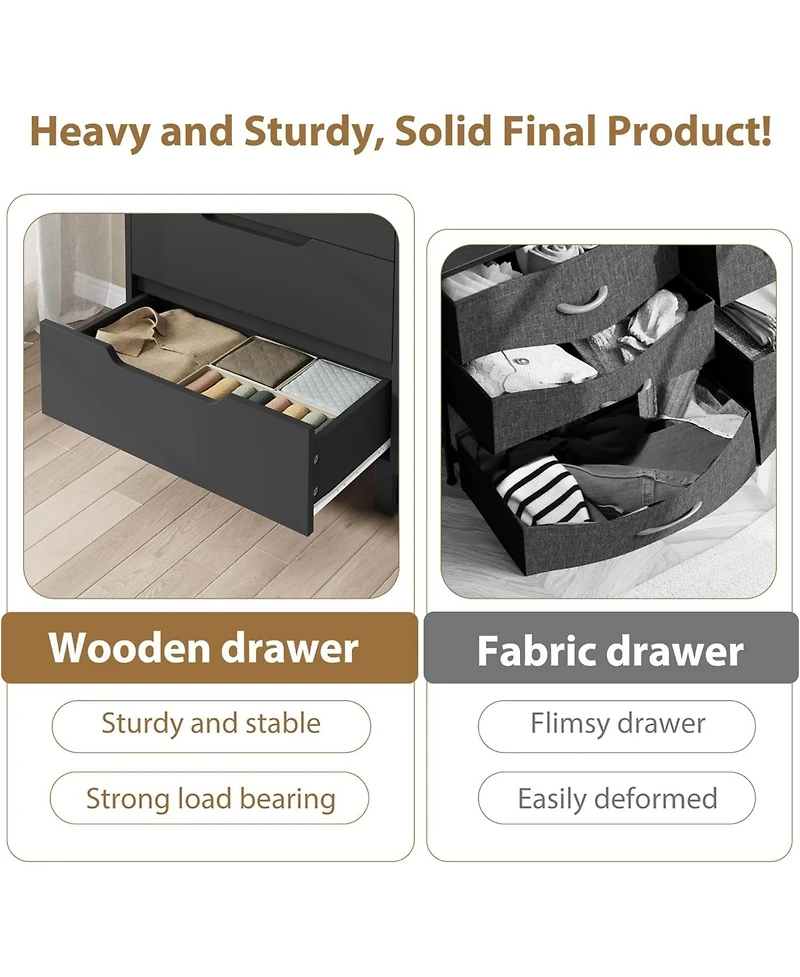 gaomon 5 Dresser for Bedroom, 50 in Tall Dresser, Freestanding Vertical Drawer with Storage, Wooden Closet Chest Storage for Living Room.