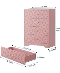 gaomon Tall 4 Drawer Dresser, Wooden Storage Chest with Metal Handles for Bedroom, Living Room