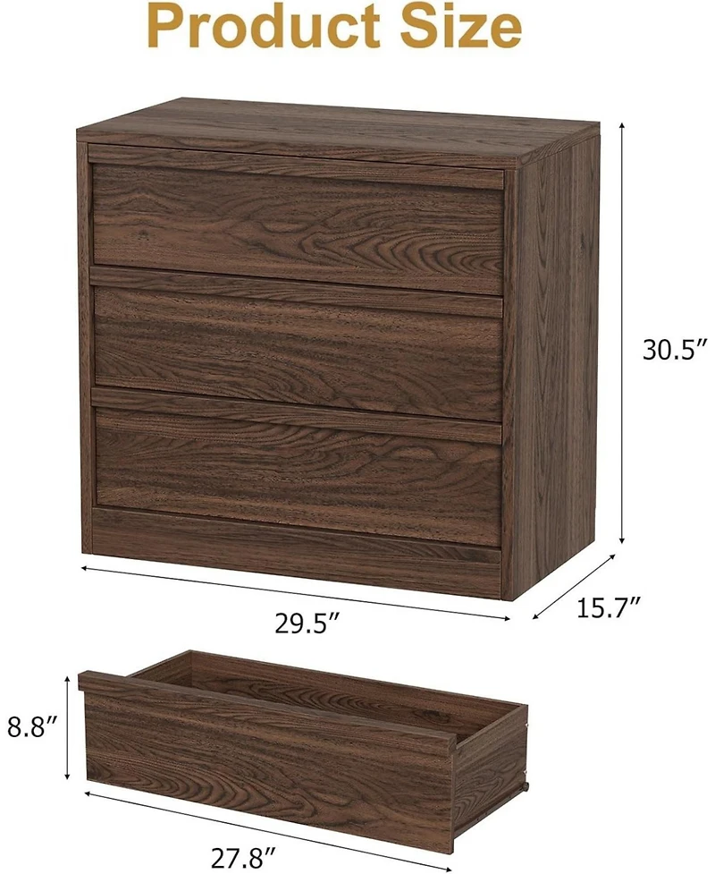 gaomon 3 Drawer Dresser for Bedroom, Nightstand Chest of Drawers with Large Storage, Small Modern Organizer Bedside Table Living Room
