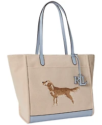 Lauren Ralph Lauren Dog-Embroidered Cameryn Extra-Large Canvas Tote Bag