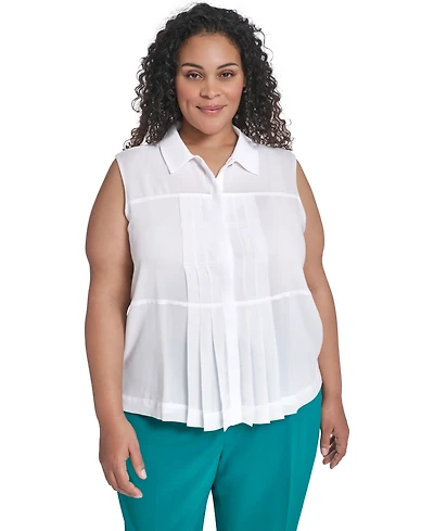 Calvin Klein Plus Collared Neck Sleeveless Top