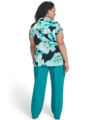 Calvin Klein Plus Collared Neck Short-Sleeve Top