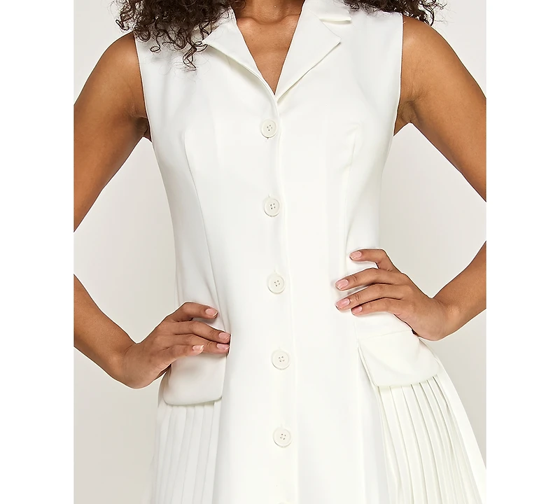 Alex & Sophia Women's Sleeveless Collared Neck Dress