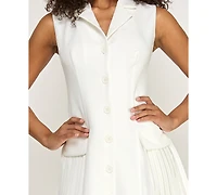 Alex & Sophia Women's Sleeveless Collared Neck Dress