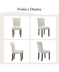 gaomon Upholstered Dining Chairs Set of 6, Fabric Parsons Dining Room Chair with Nailhead Trim & Sturdy Wood Legs, Modern Fabric Kitchen Chairs