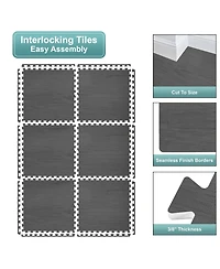 Sorbus 20 Tiles 80 Sq ft Wood Grain Interlocking Floor Foam Tile Mats - for Home, Playroom, Basement, Trade Show