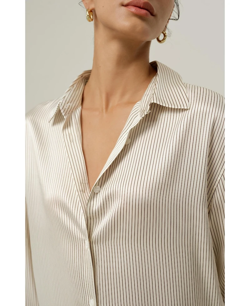 Lilysilk Women's Silk Charmeuse Pinstripe Shirt